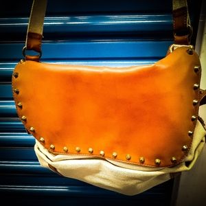 LogOn canvas and leather messenger